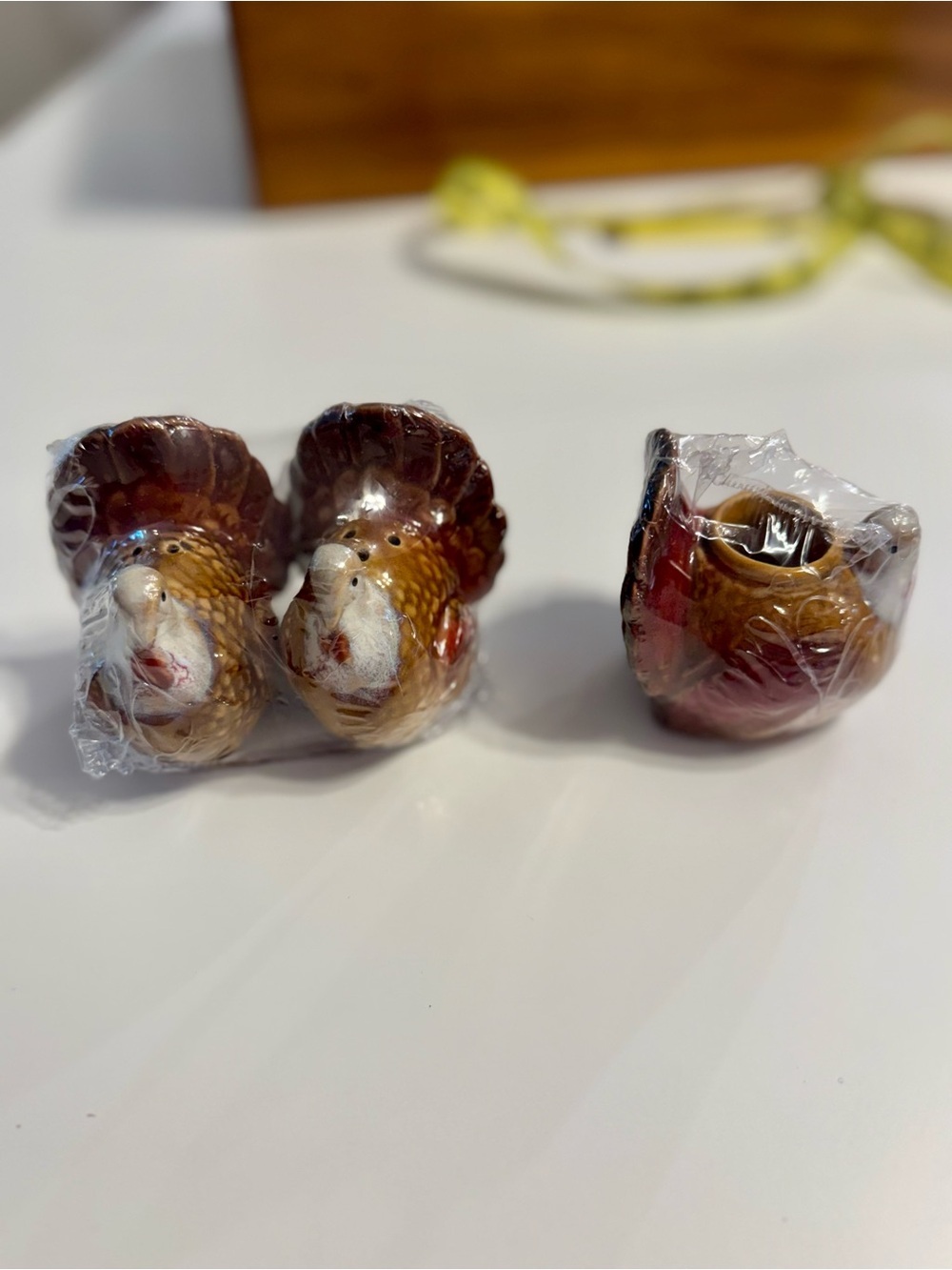 Ceramic Turkey Salt & Pepper Shakers Set & Toothpick Holder